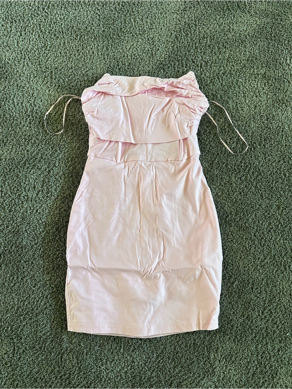 Strapless Light Pink Ruched Bodycon Dress